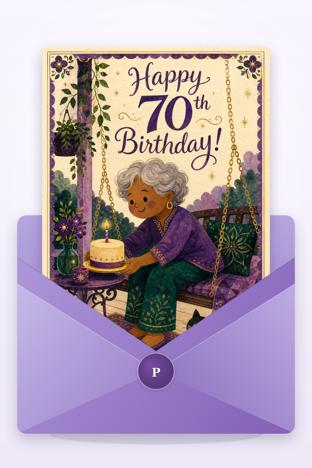 Purple Serenity — artistic style birthday greeting card