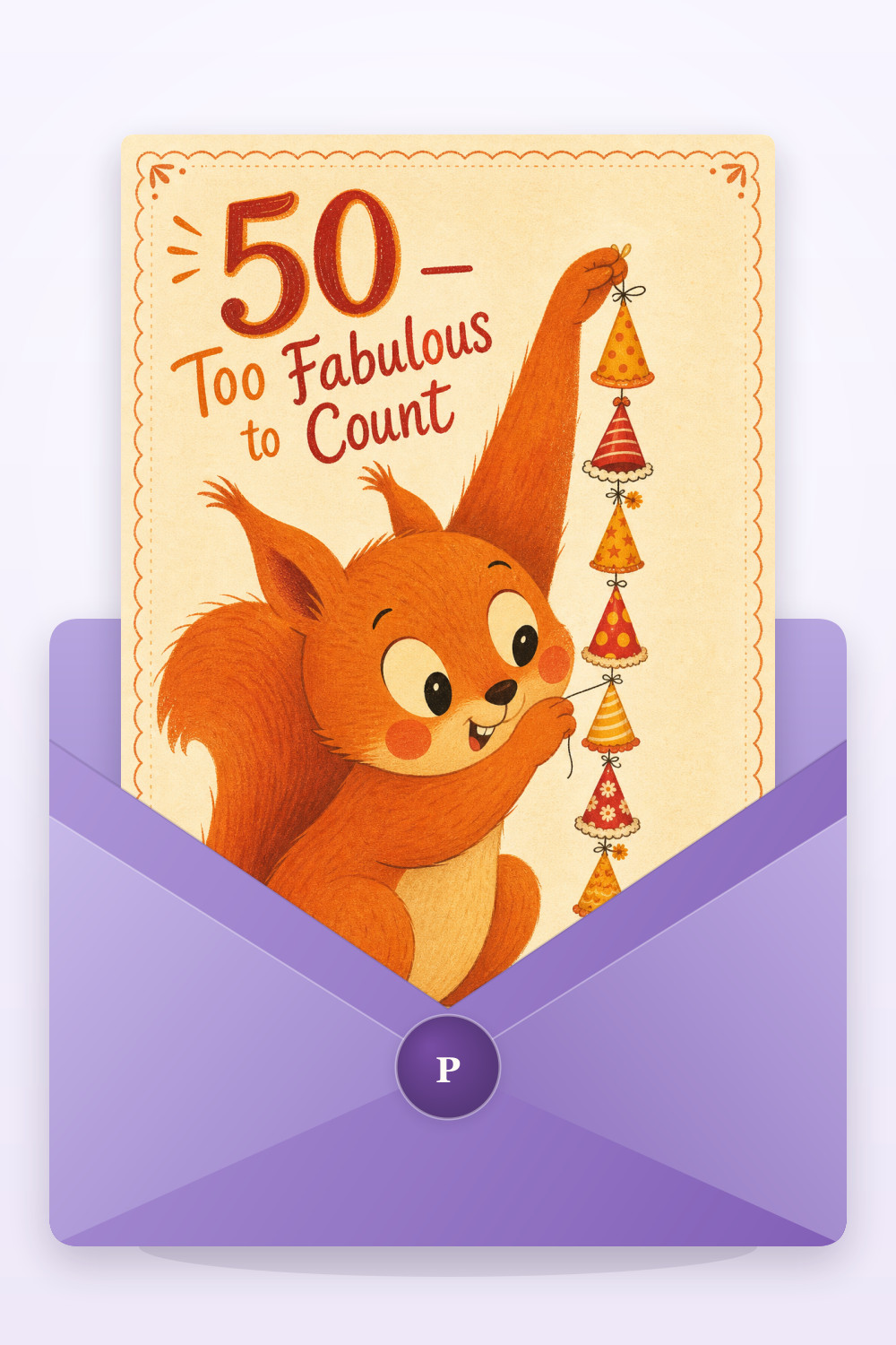 Playful Squirrel — cartoon style birthday greeting card
