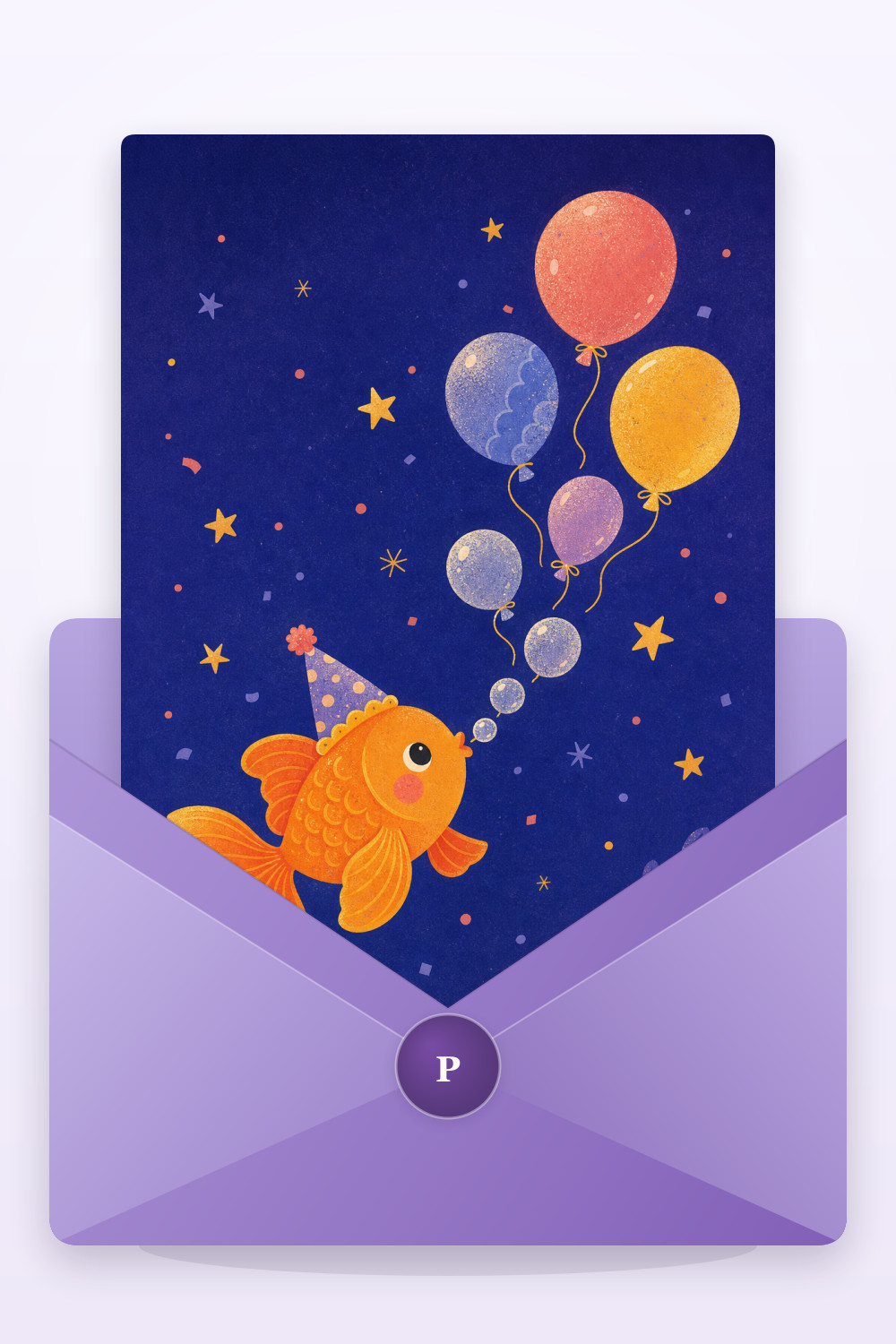 Festive Fish — colorful style birthday greeting card