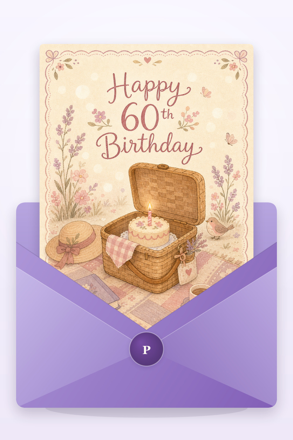 Picnic Basket — calm style birthday greeting card