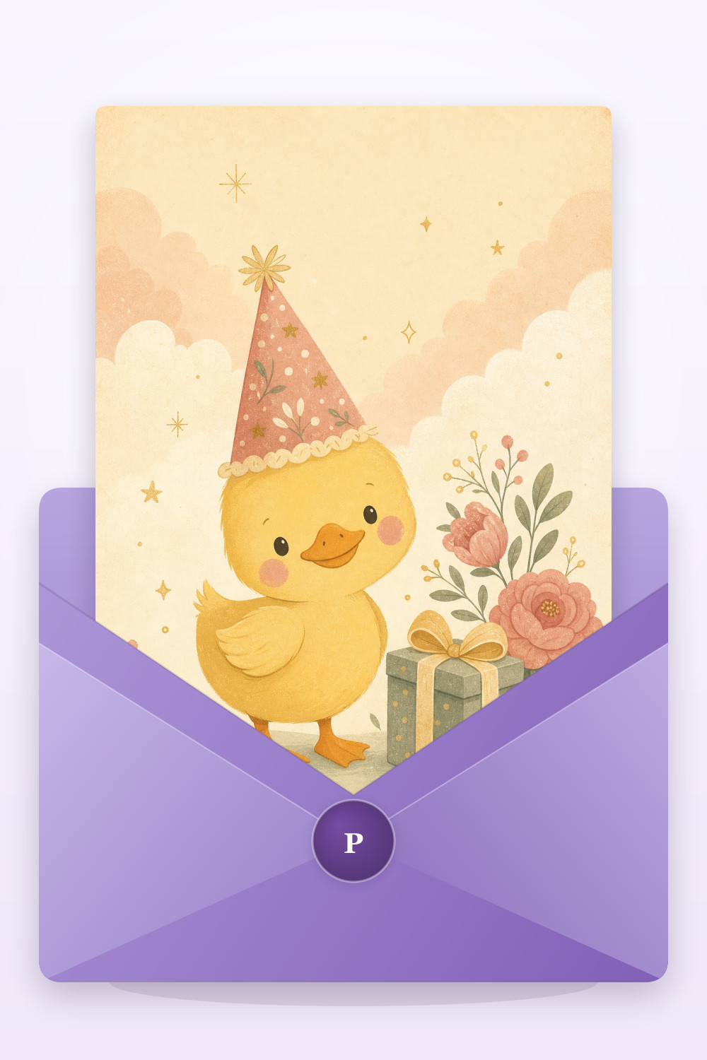 Party Duckling — elegant style birthday greeting card