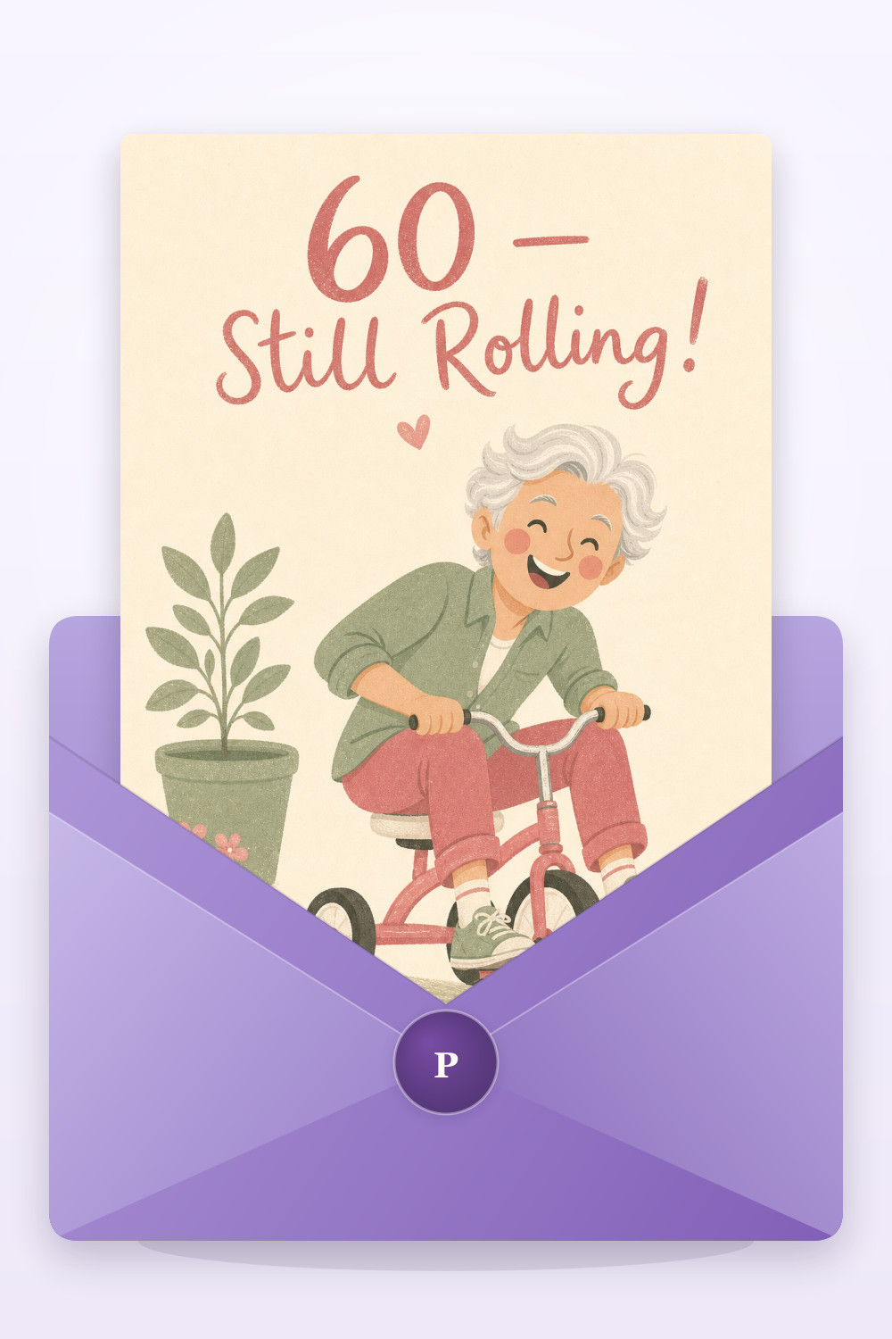 Tricycle Joy — minimal style birthday greeting card