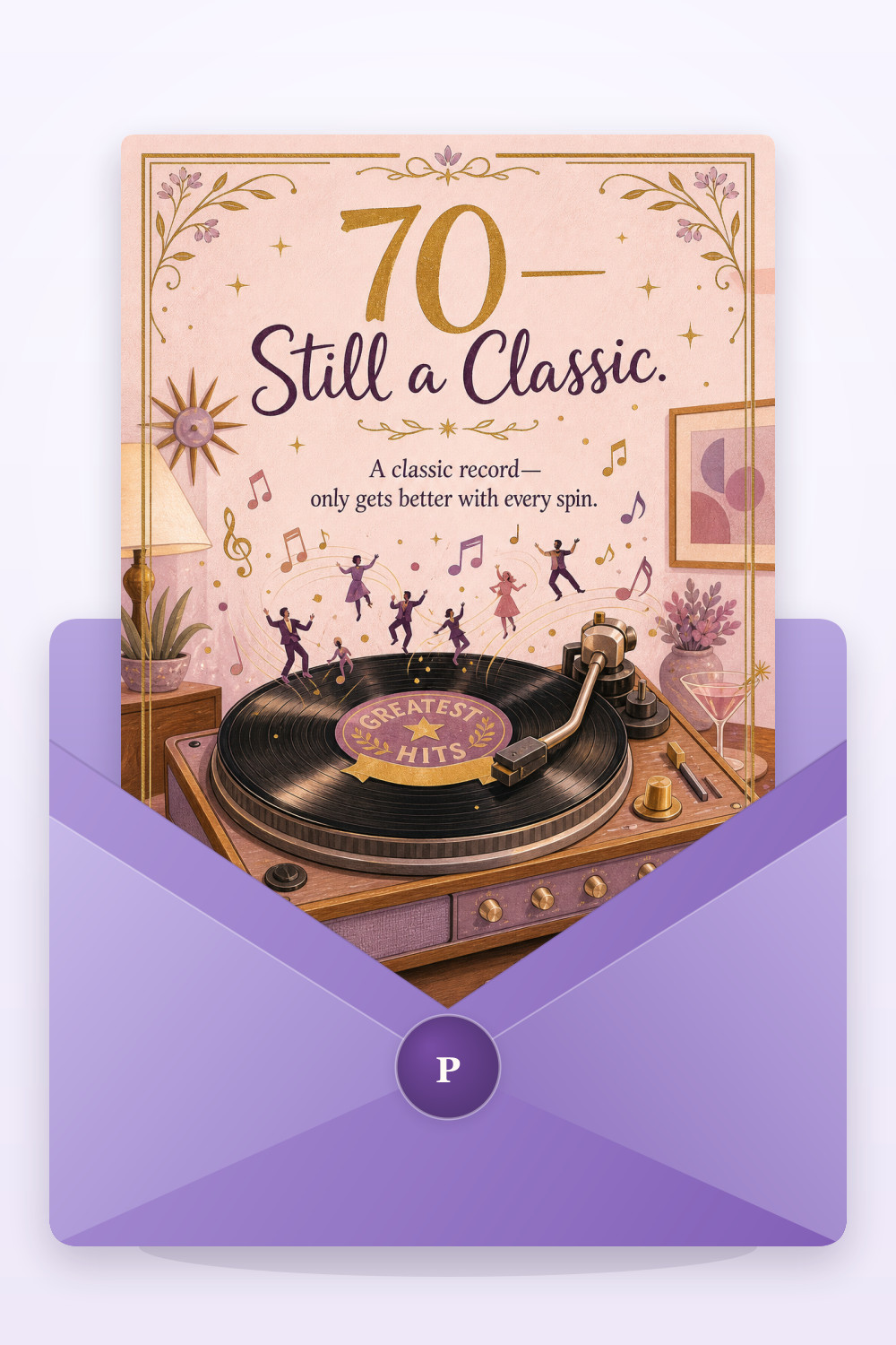 Dancing Vinyls — elegant style birthday greeting card