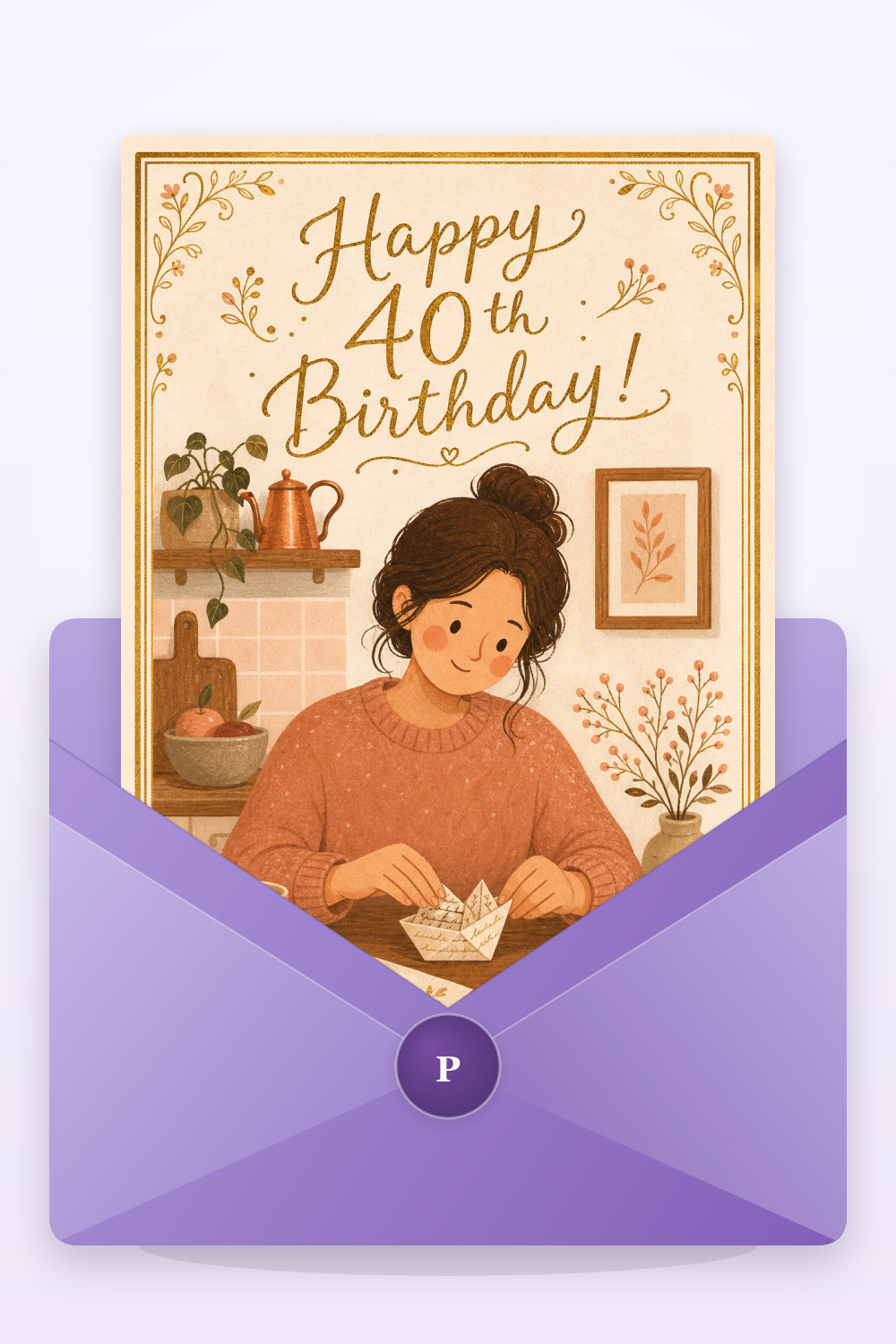 Cozy Origami — elegant style birthday greeting card