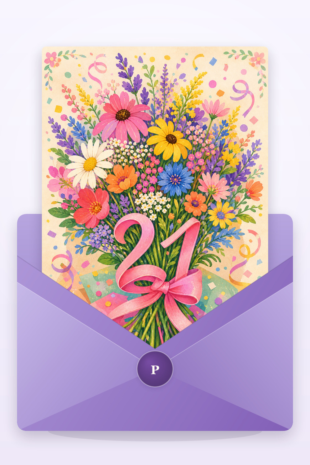 Floral Celebration — colorful style birthday greeting card