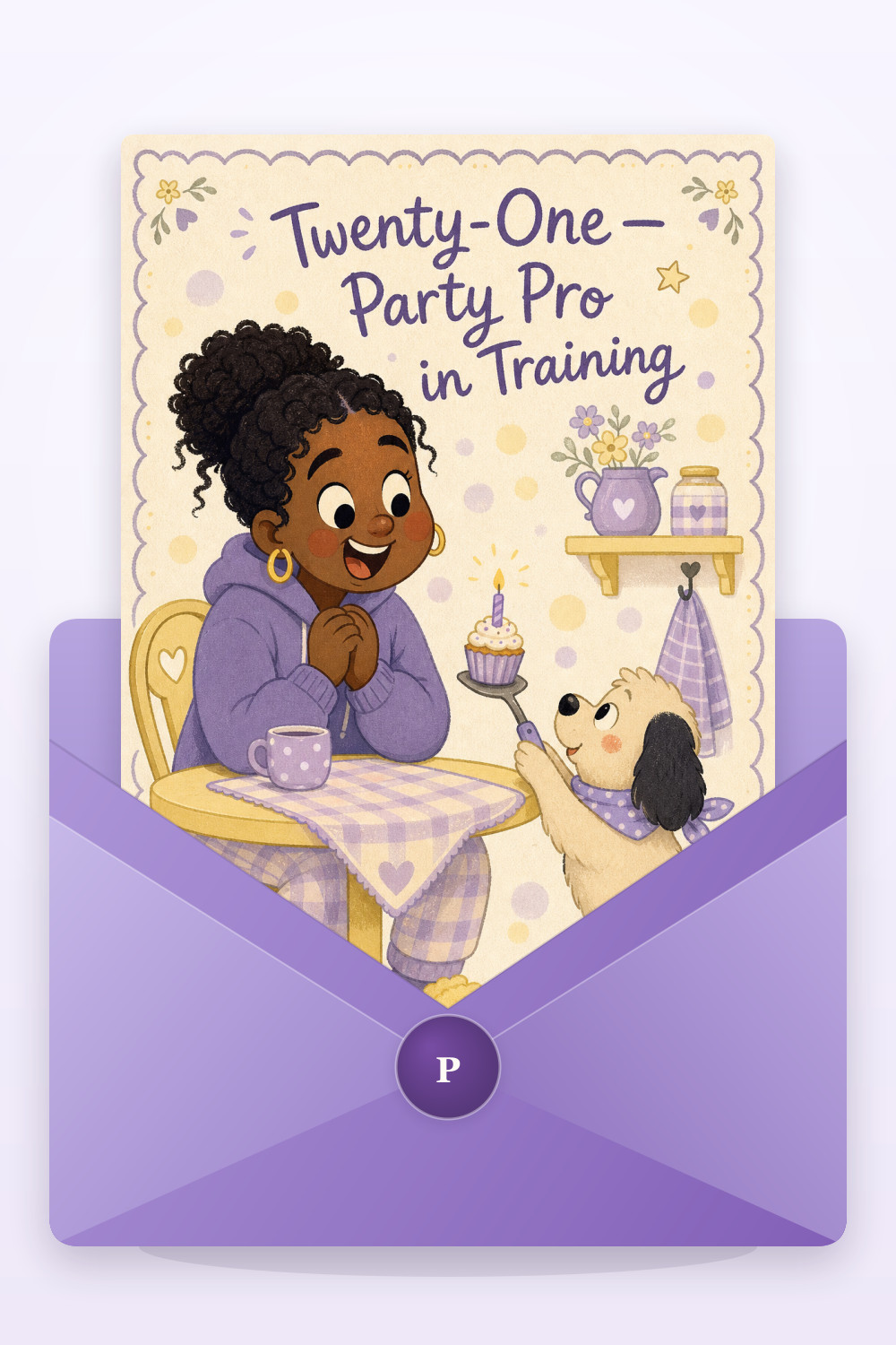 Cupcake Surprise — cartoon style birthday greeting card