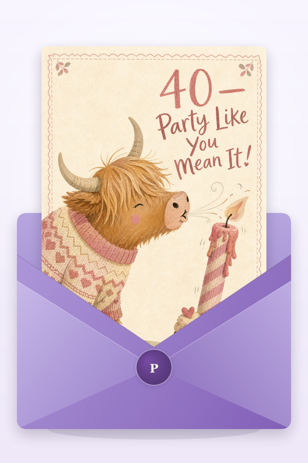 Cozy Highlander — artistic style birthday greeting card