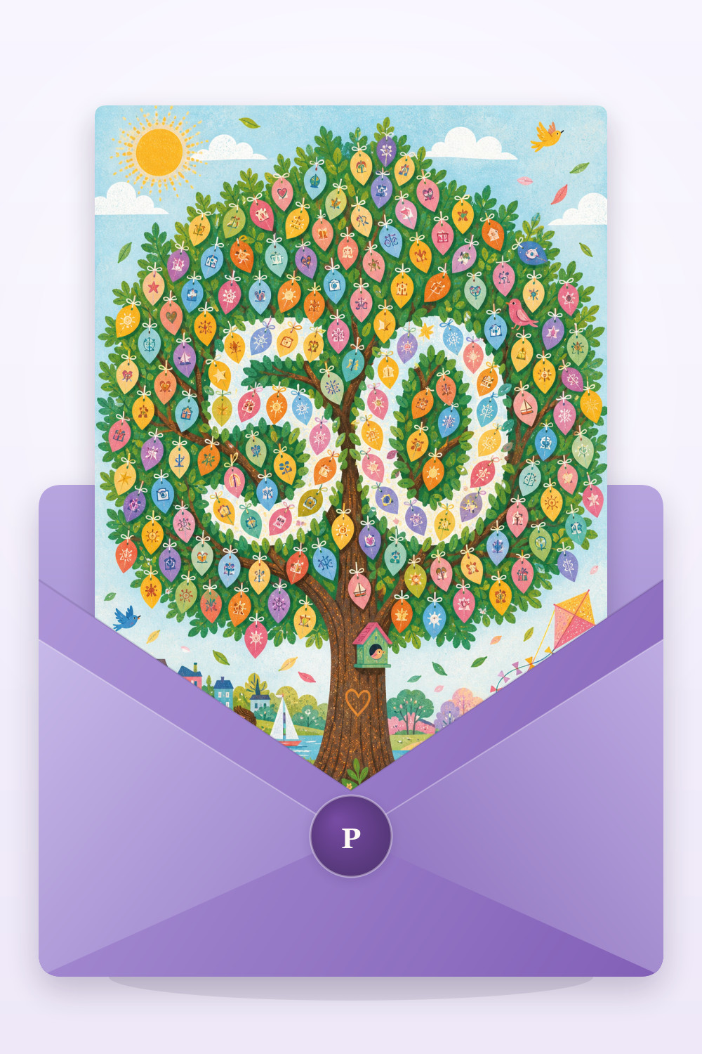 Colorful Tree — colorful style birthday greeting card