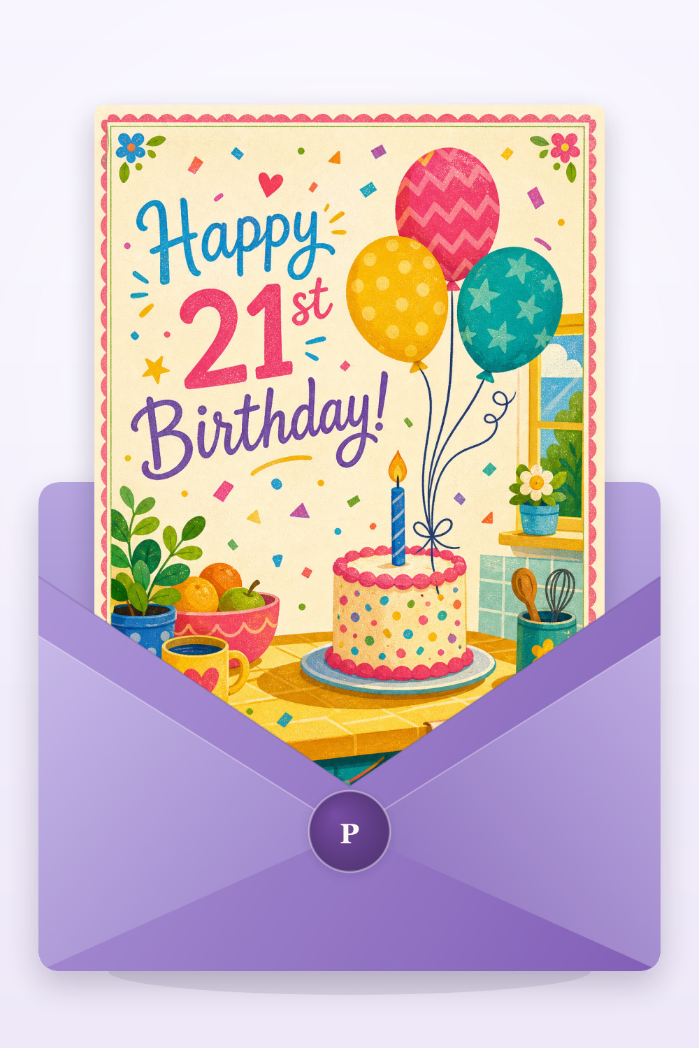 Kitchen Celebration — colorful style birthday greeting card