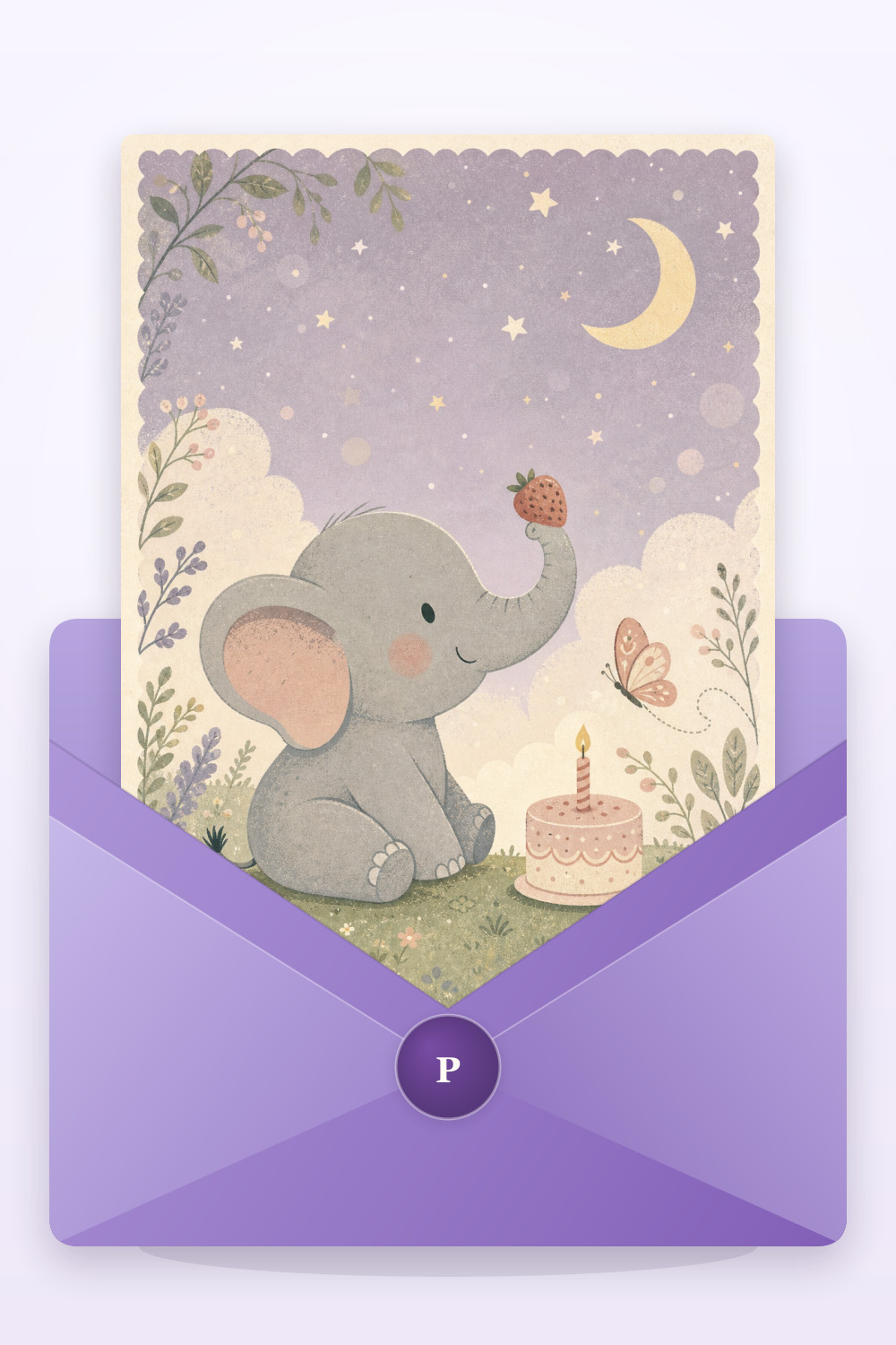Elephant Celebration — calm style birthday greeting card