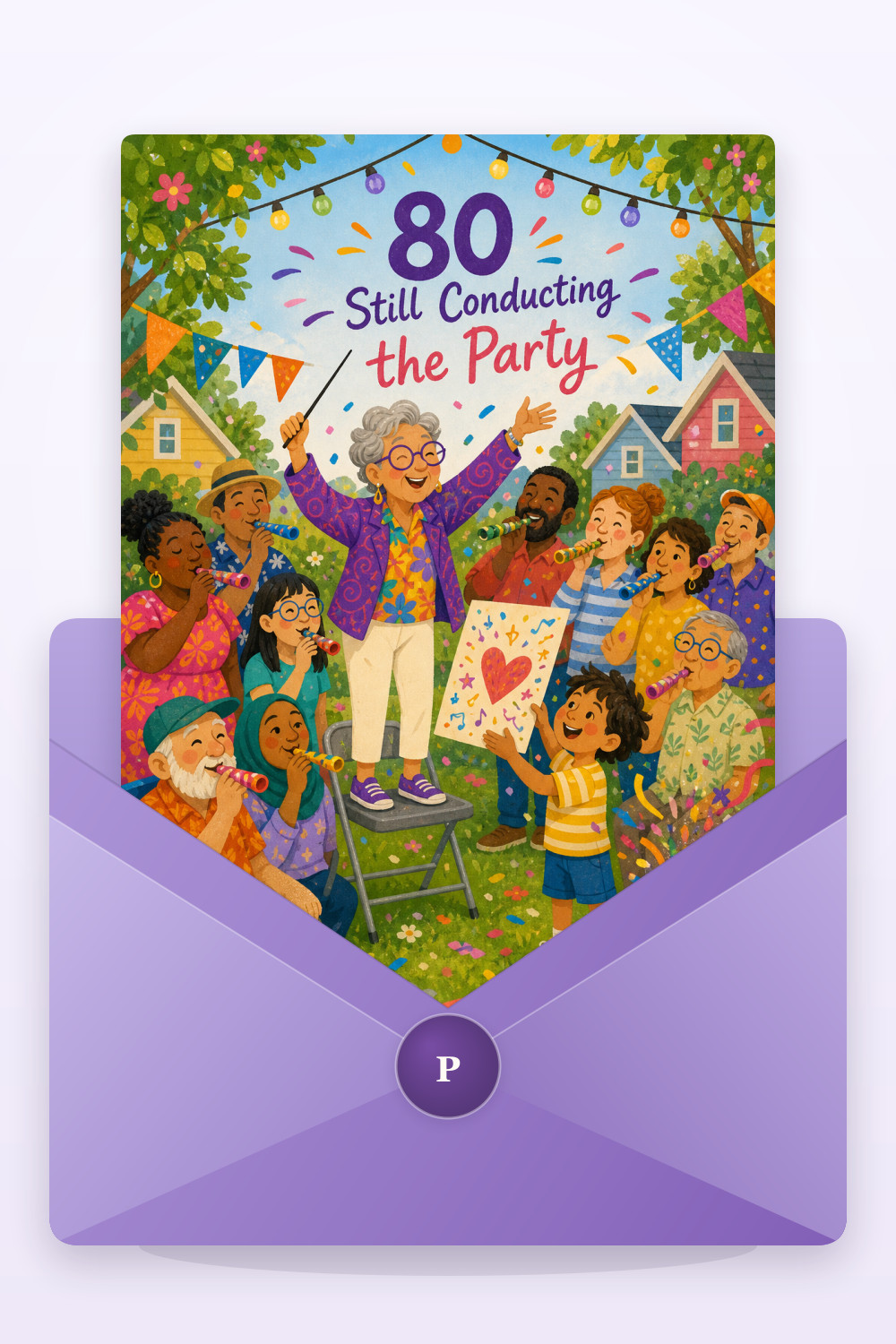 Joyful Conductor — colorful style birthday greeting card