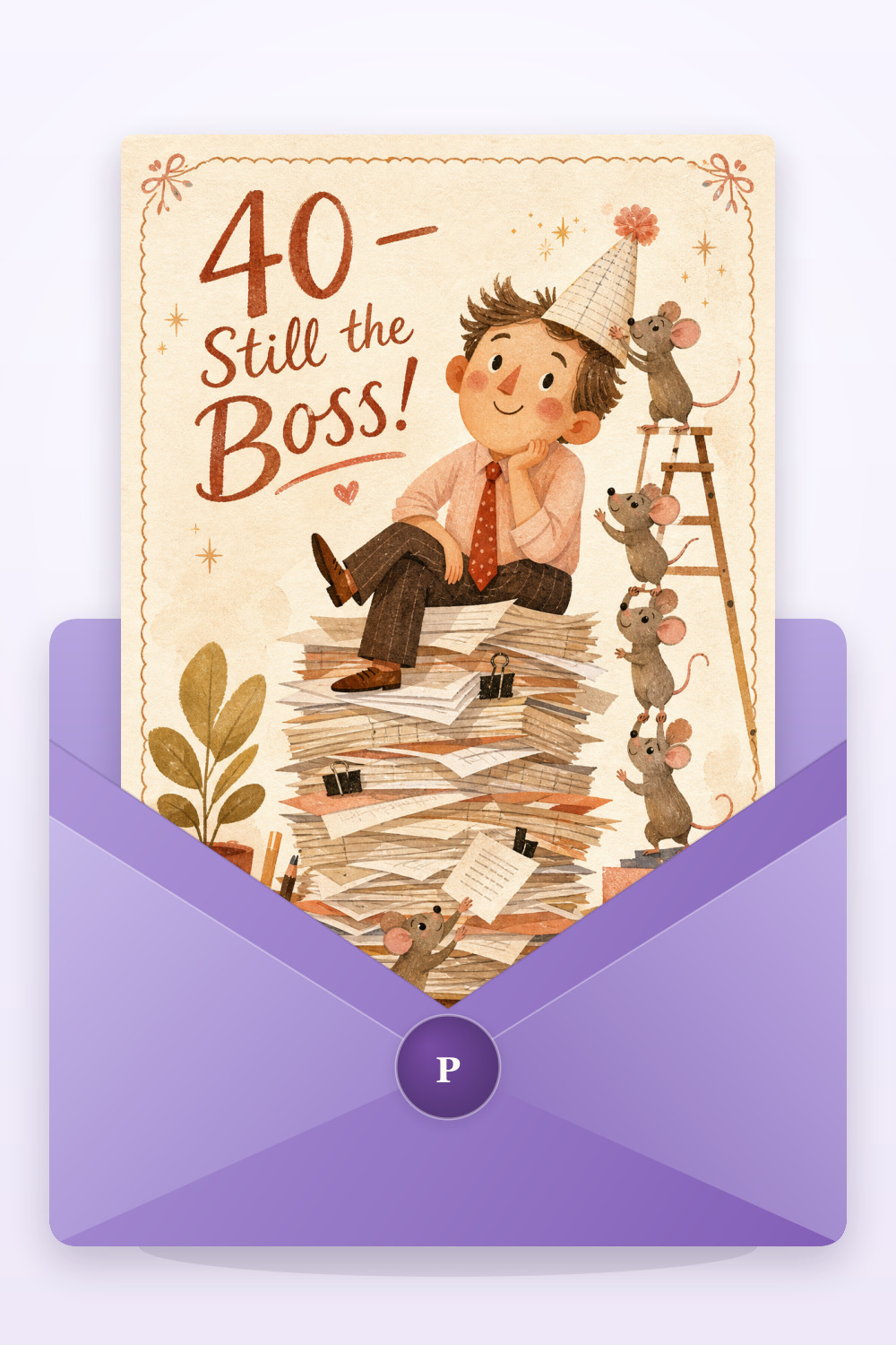 Paper Tower — artistic style birthday greeting card