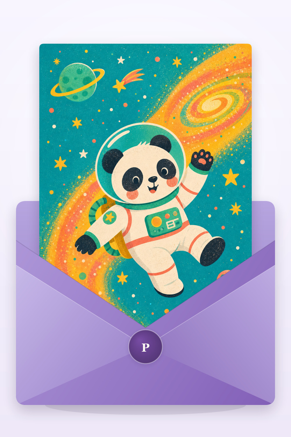 Cosmic Panda — colorful style birthday greeting card