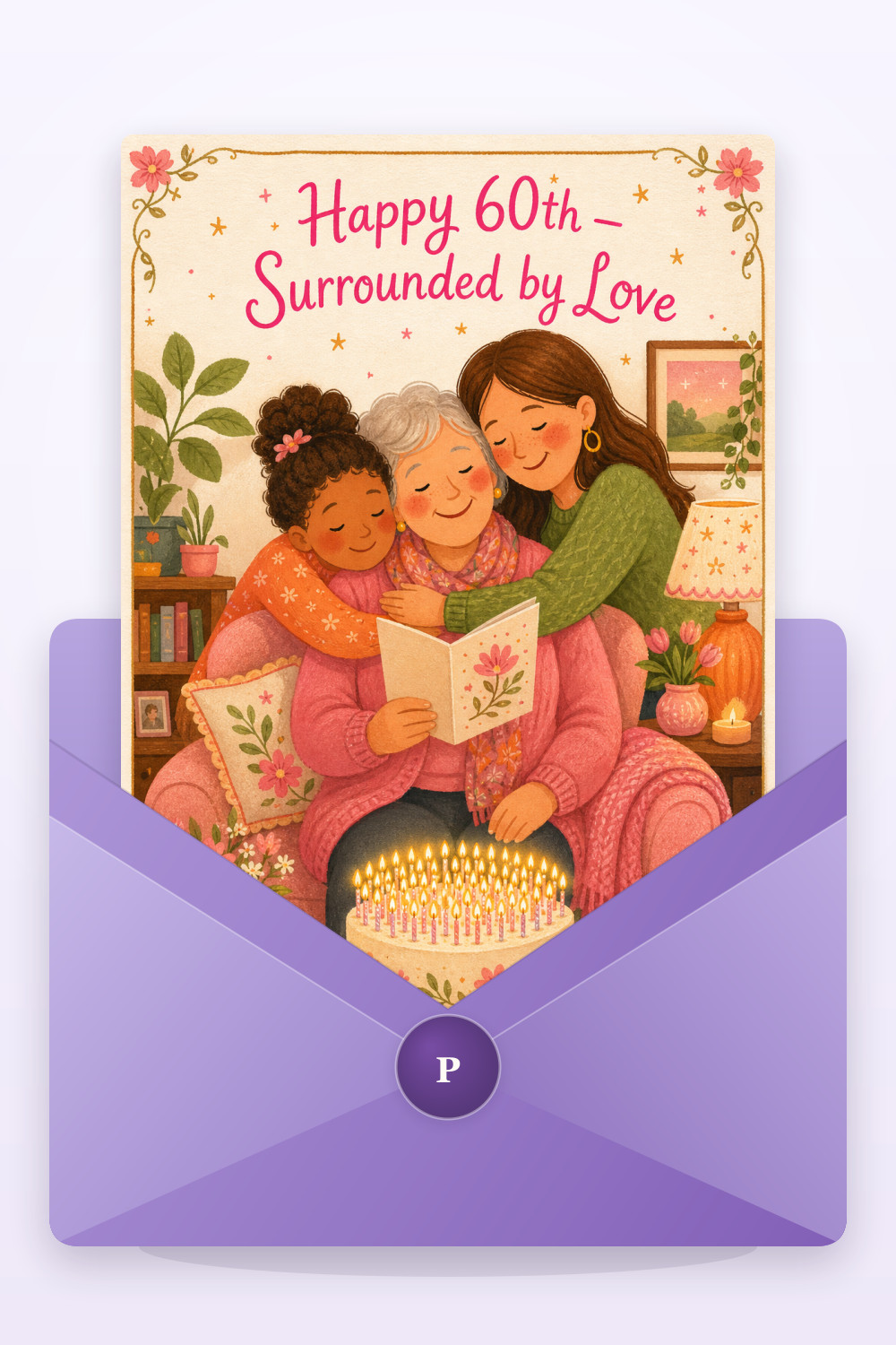 Generations Embrace — calm style birthday greeting card