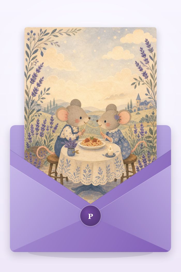 Spaghetti Date — calm style valentine's day greeting card