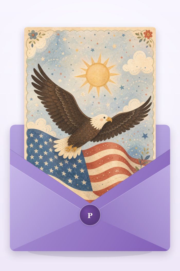 Soaring Eagle — artistic style 4th of july greeting card