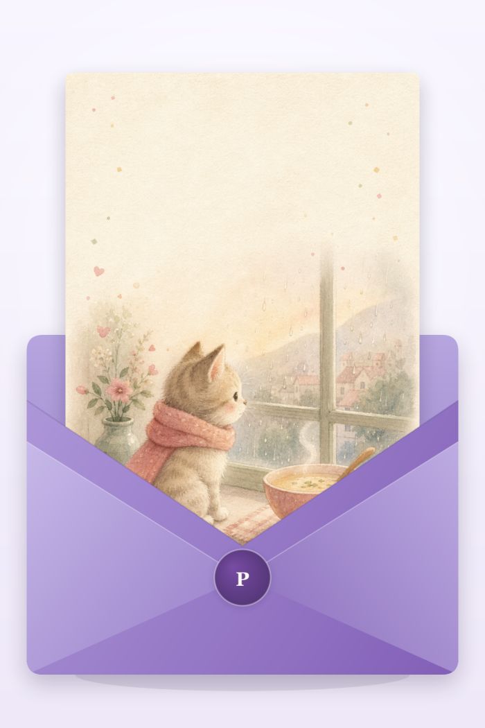 Cozy Waiting — artistic style get well soon greeting card