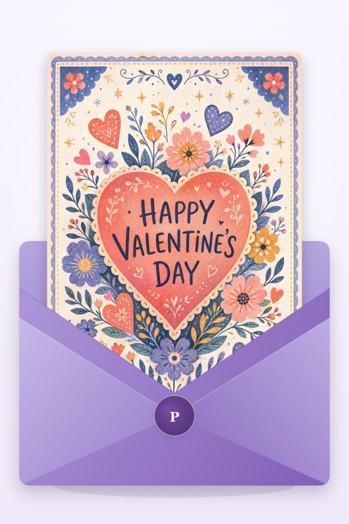Valentine Hearts — artistic style valentine's day greeting card