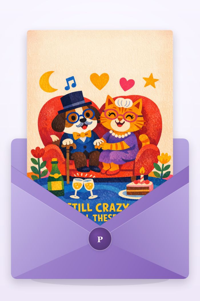 Happy Couple — colorful style anniversary greeting card