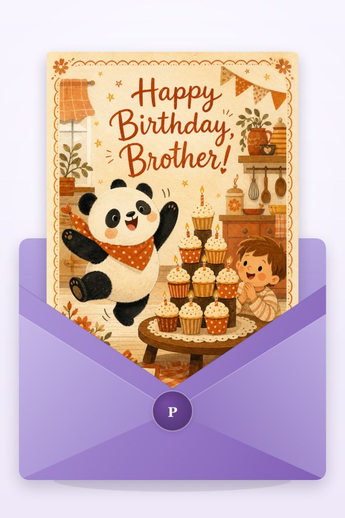 Panda Celebration — artistic style birthday greeting card