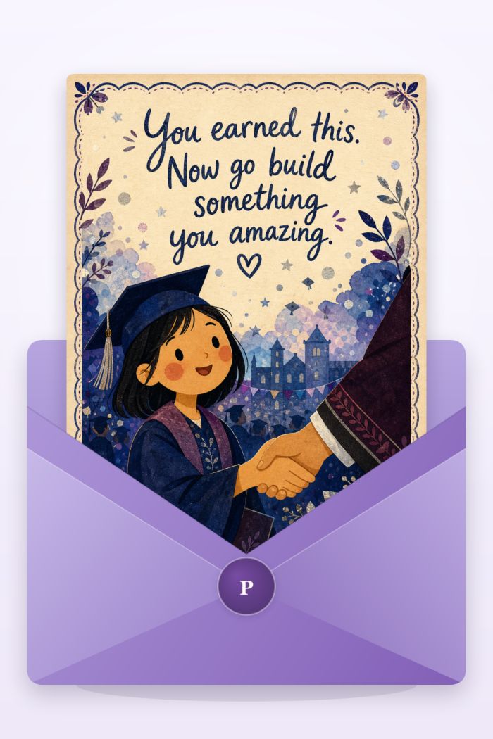 Joyful Handshake — artistic style graduation greeting card