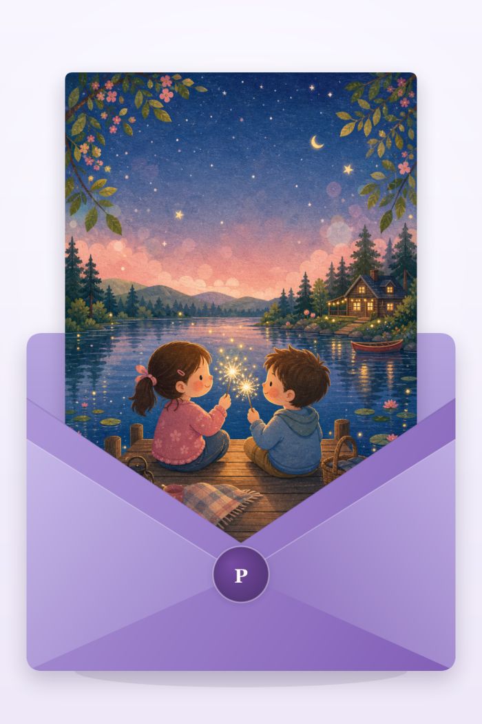 Sparkler Friends — colorful style 4th of july greeting card