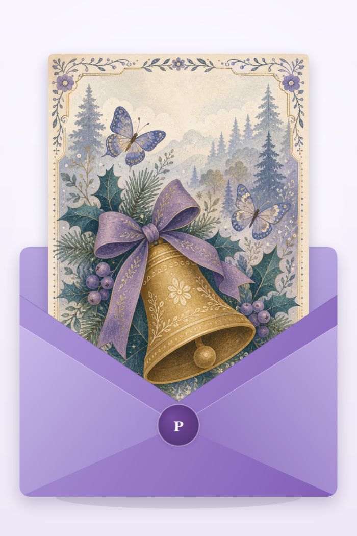 Golden Bell — elegant style christmas greeting card