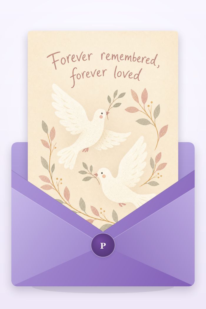 Forever Doves — minimal style condolences greeting card