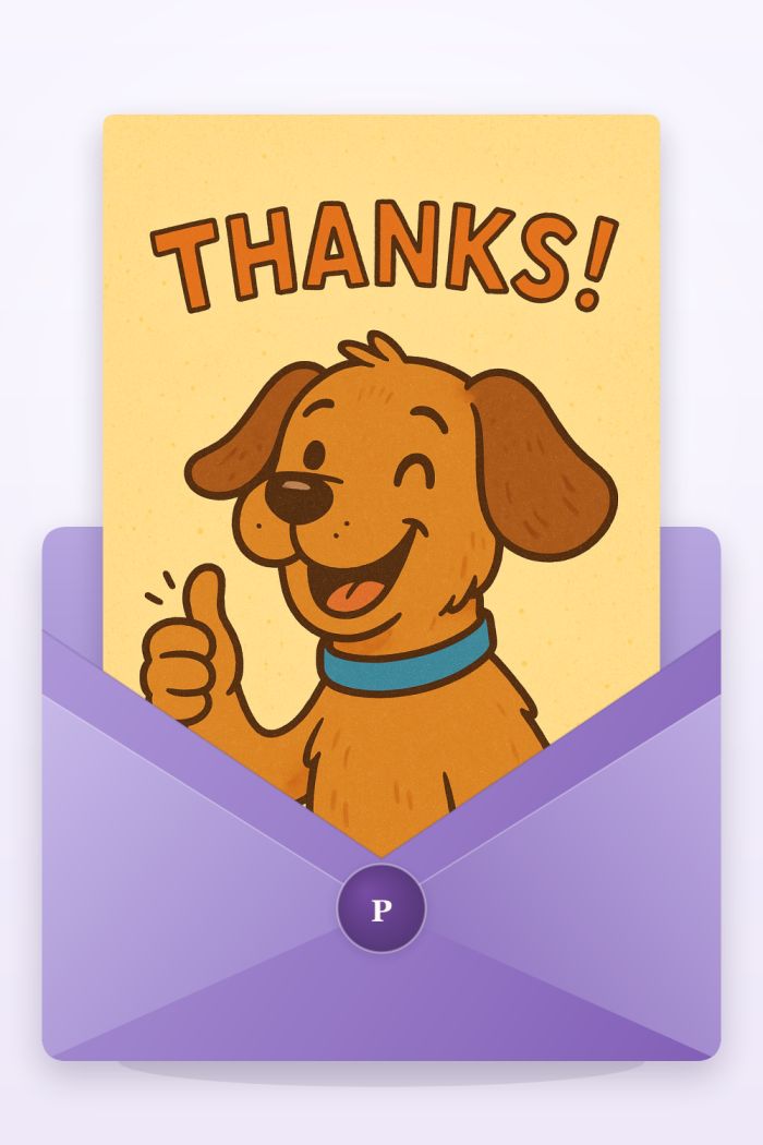 Thumbs Up — cartoon style thank you greeting card