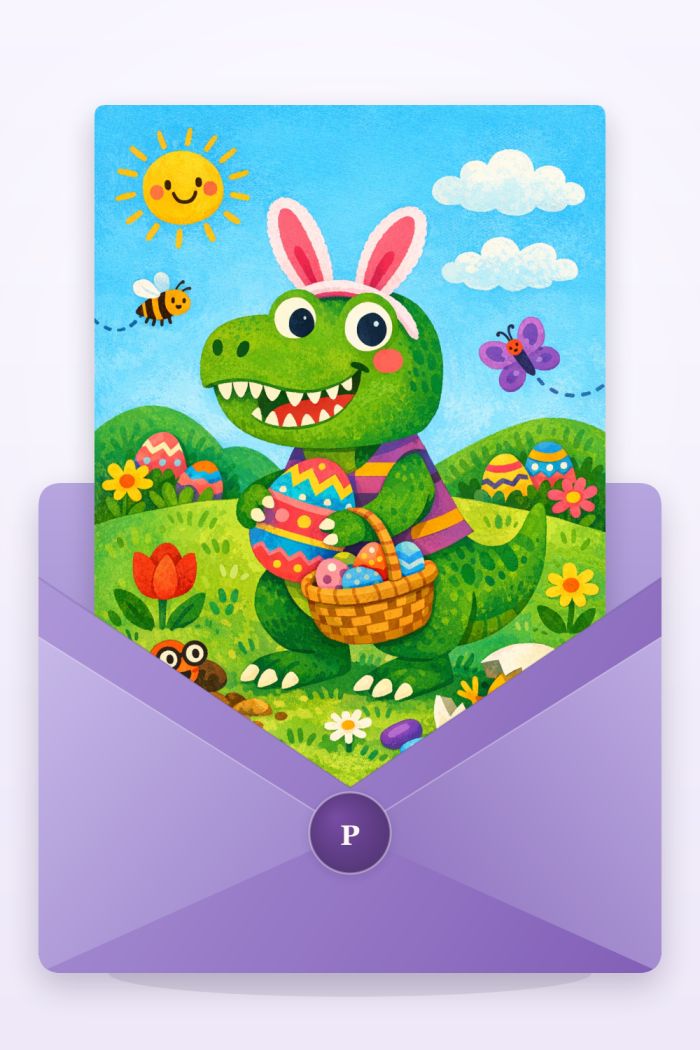 Cheeky Bunny — cartoon style easter greeting card