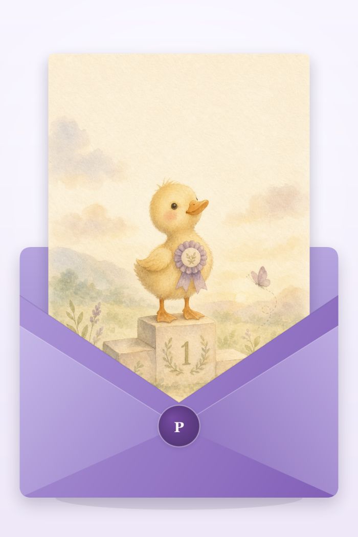 Winner Duckling — calm style congratulations greeting card
