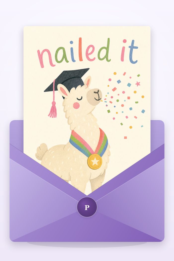 Llama Graduate — colorful style congratulations greeting card