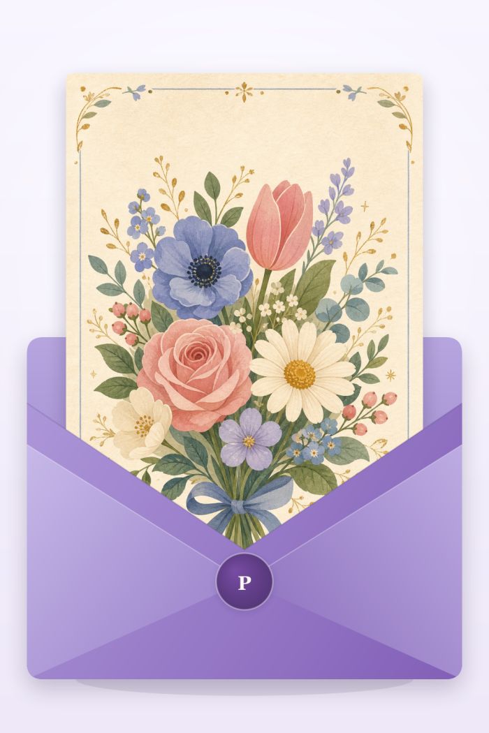 Blossoms Bouquet — elegant style birthday greeting card