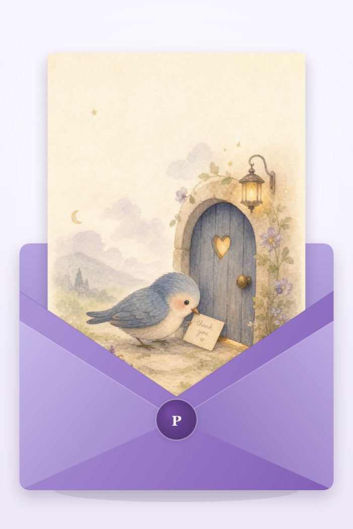 Bluebird Letter — artistic style thank you greeting card