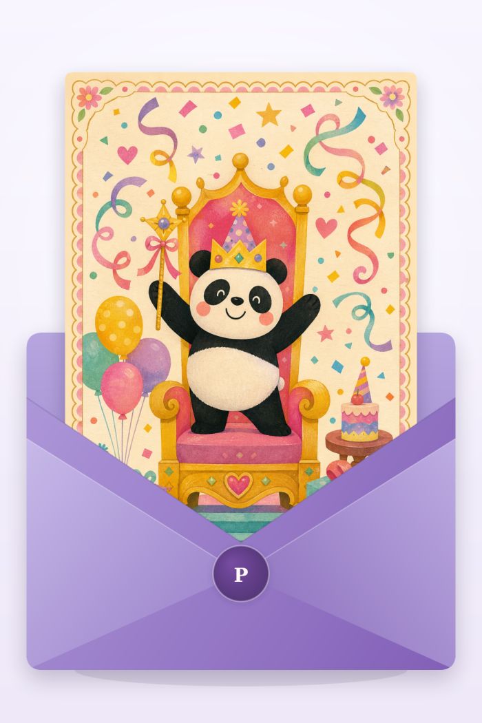 Royal Panda — colorful style birthday greeting card