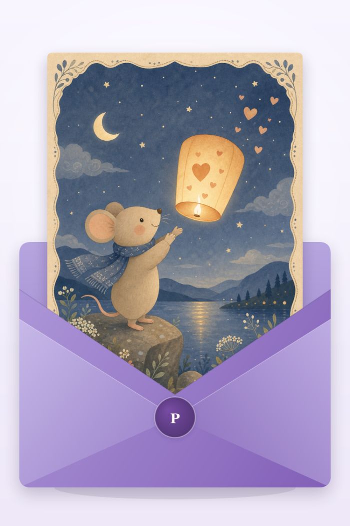 Lantern Mouse — calm style new year greeting card