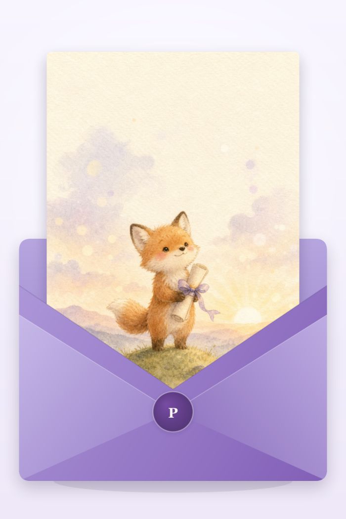 Sunrise Fox — artistic style graduation greeting card