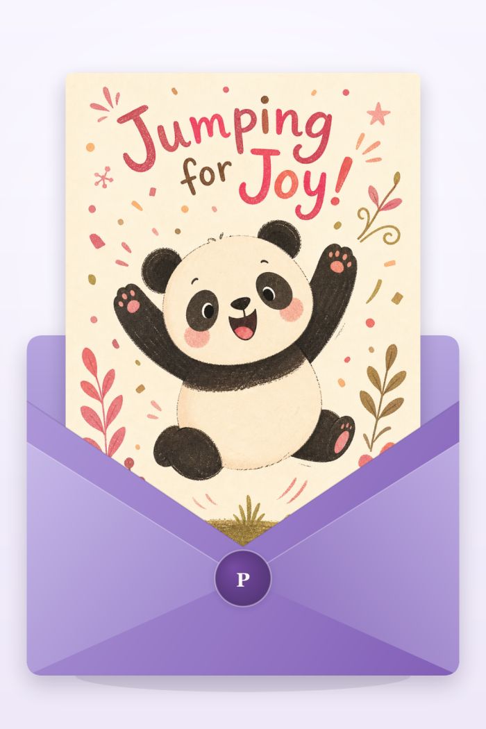 Shimmering Joy — cartoon style congratulations greeting card