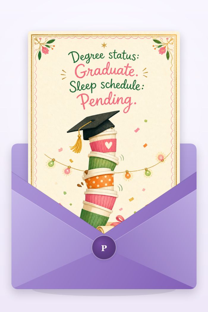 Coffee Tower — elegant style graduation greeting card