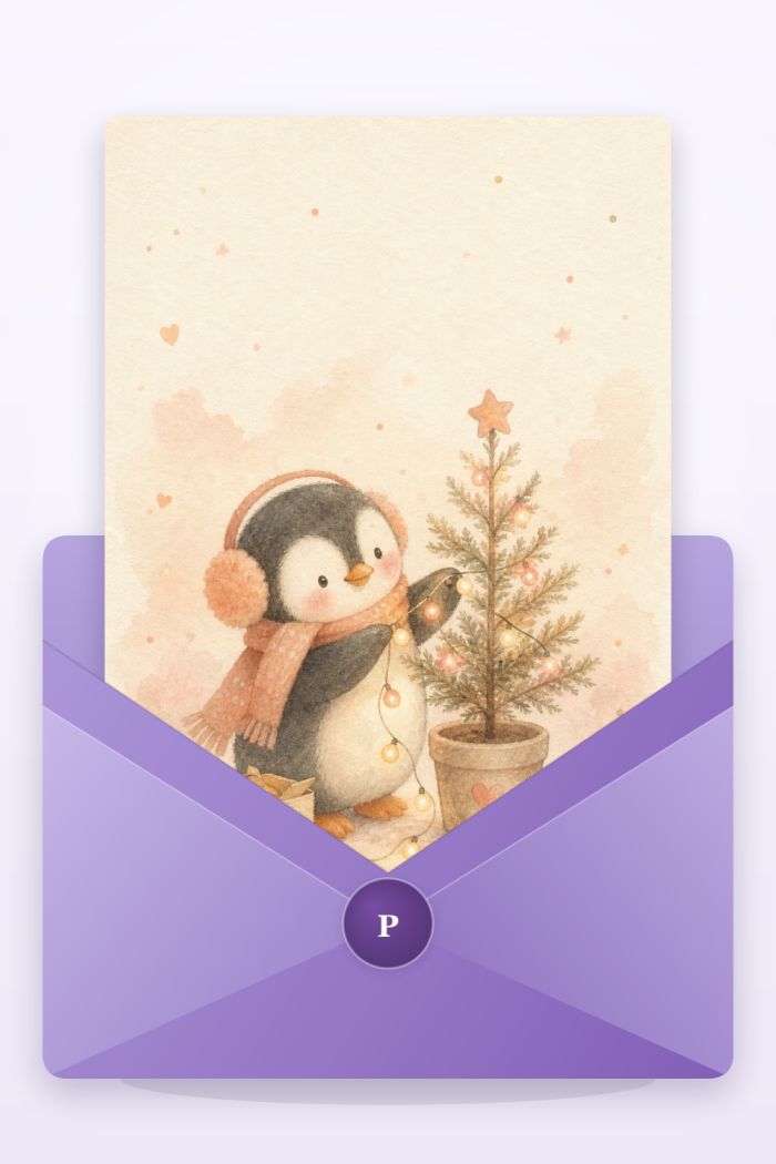 Cozy Decorations — cartoon style christmas greeting card