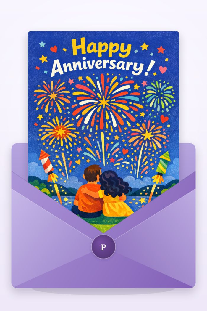 Anniversary Fireworks — colorful style anniversary greeting card