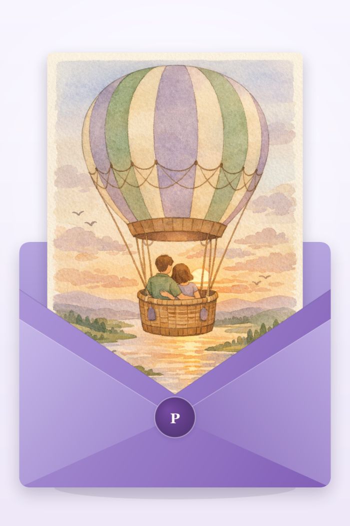 Floating Balloons — calm style anniversary greeting card