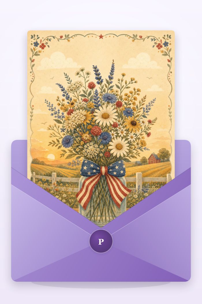 Patriotic Bouquet — calm style 4th of july greeting card