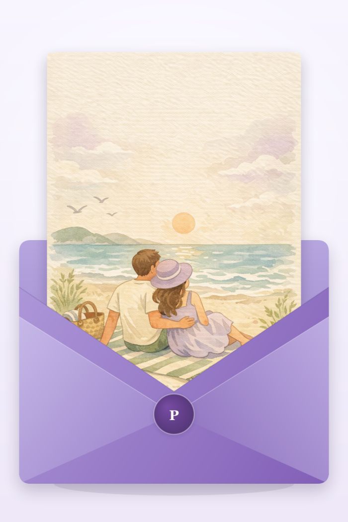 Sunlit Beach — calm style anniversary greeting card
