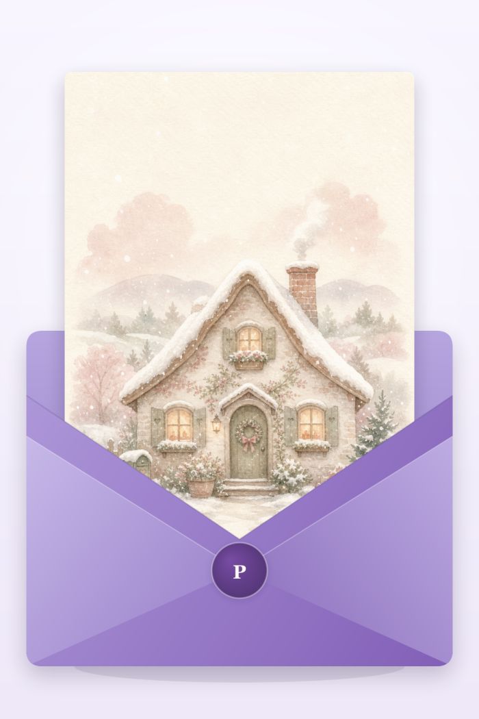 Cozy Cottage — calm style christmas greeting card