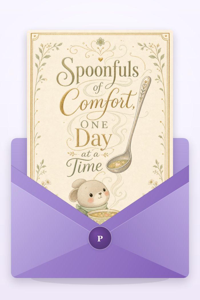 Cozy Soup — elegant style get well soon greeting card