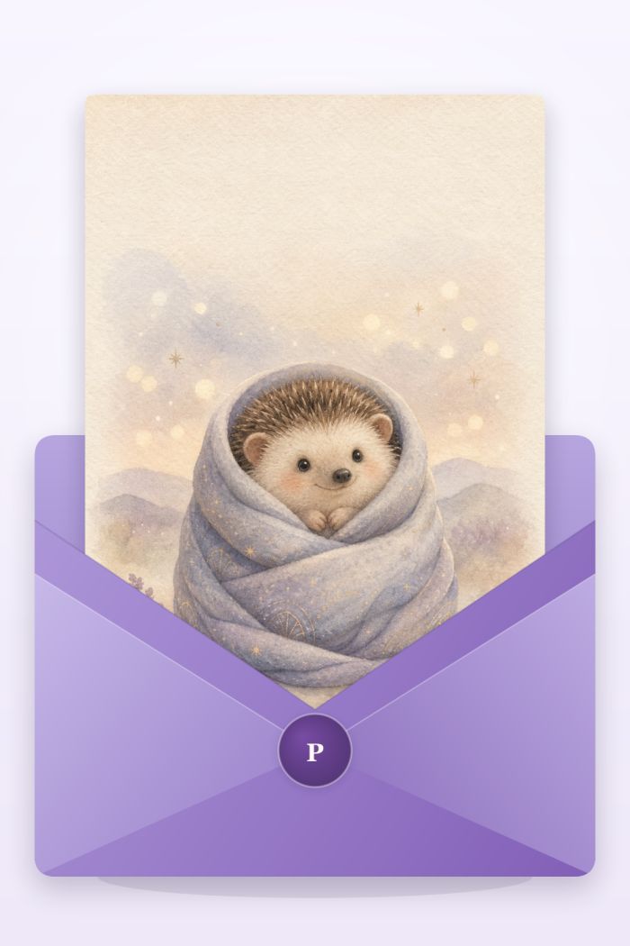 Cozy Hedgehog — elegant style get well soon greeting card