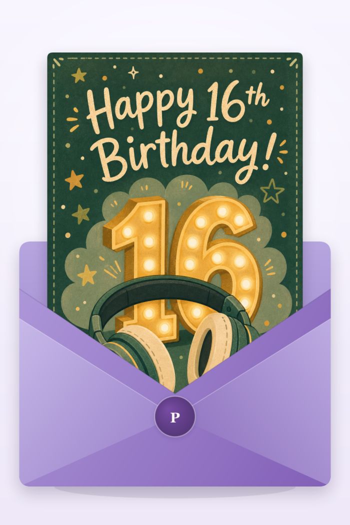 Neon Headphones — colorful style birthday greeting card