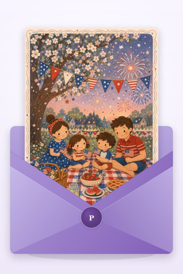Family Picnic — elegant style 4th of july greeting card