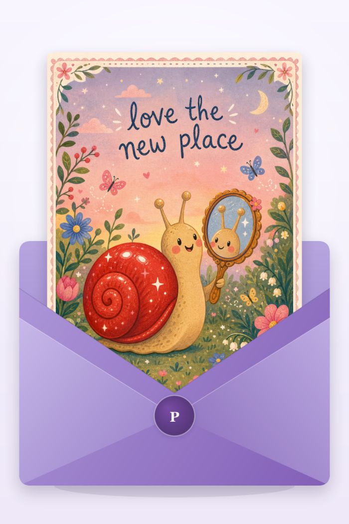 Snail Mirror — colorful style new home greeting card